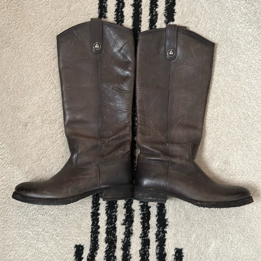 Frye Melissa Button Lug Tall Boots -  Smoke - 7.5 Women’s